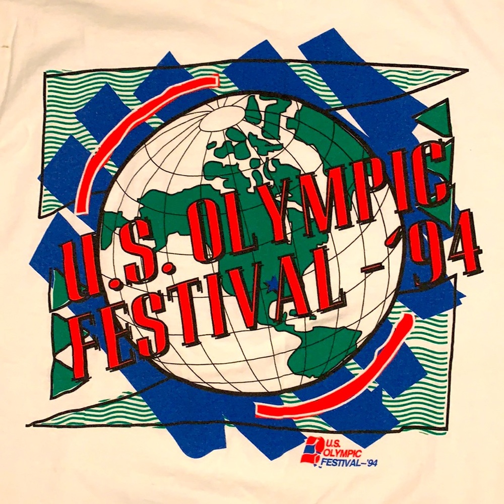 US OLYMPIC FESTIVAL White Champion Single Stitch Mens T Shirt Sz XL 90s VTG
